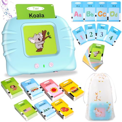 Sprechende Flash-Karten, Standard Deutsch-194 Blätter 388 Wörter, Sprechende Flash Karten Lernspielzeug für Kleinkinder 2-4 Jahre Alt, Interaktive Spielzeug für Jungen Mädchen