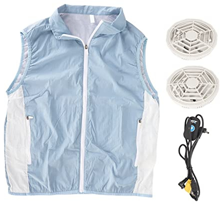 Kylväst Jacka för Speed ​​Sommarväst Fläkt Luftkonditioneringsdräkt Ärmlös blå Första Hjälpen-kit (XL)