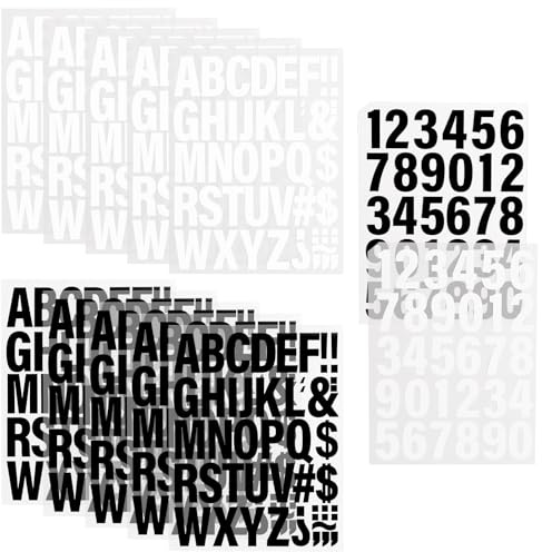 Modixun 12 hojas, 500 letras y números para planchar para ropa, letras de transferencia de calor de vinilo de 5 cm con A-Z, números del alfabeto termoadhesivos del 0 al 9 para camisetas de tela, negro