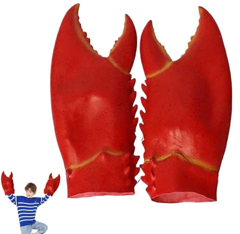 Trrymbbe Crab Claws Gloves 1 Pair Natural Latex Funny Lobster Claws 14.17x7.87 Inch Giant Cosplay Gloves Crab Costume for Halloween Props Gift Funny Costumes