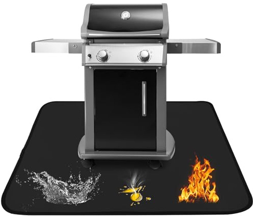 Strehknewen Tappetino Barbecue Ignifugo 79x61cm, Tappeto Protettivo per Grill, Camino e Braciere, Impermeabile & Resistente all’Olio, Protezione Pavimento per Terrazzo e Balcone