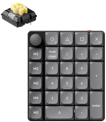 Keychron K0 Max Wireless Low-Profile Number Pad, QMK/VIA Programmable, Hot-Swappable Banana Switch, RGB Backlit, 2.4GHz & Bluetooth 5.3, 1000Hz Polling Rate, with Knob, for Windows/Mac