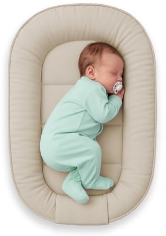 NATILU Babynest 60×90 cm Velvet, verstellbar, tragbar – Babynest für Neugeborene und Säuglinge (BEIGE)