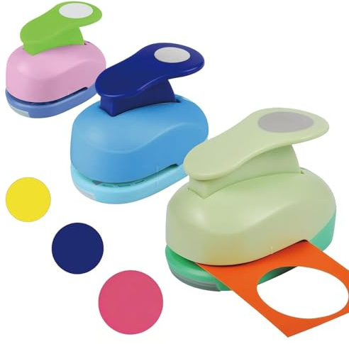 3 Pcs Circle Cutter Punch Set for Crafting, Paper Punches for Scrapbooking and Card Making, Craft Hole Punch Tools, 8mm 15mm 25mm (Round)