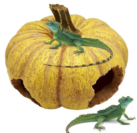 Reptil gömställe | Pumpaformad hartsgrotta, sköldpaddsskydd, terrarium, livsmiljö för geckos, ormar, bardagamer, grodor och sköldpaddor