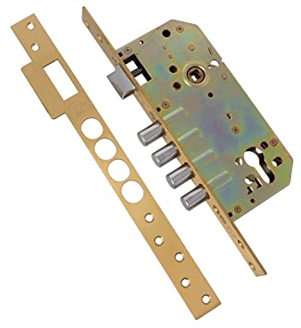 Amig - Cerradura de Embutir Mod.100 BASE - Frente y Soporte de Acero - Cuerpo de Latón - Para Puertas de Madera de Entrada - Con Picaporte Reversible - Para Manillas de 8 mm