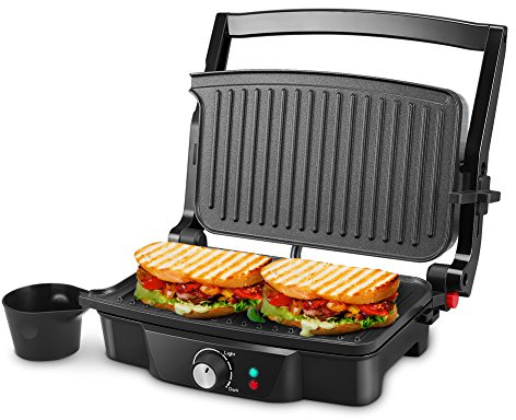 Panini Maker, iSiLER 2 Slice Panini Press Grill, Electric Sandwich Maker Non-Stick Coated Plates, Opens 180 Degrees for Cooking Breakfast Snacks