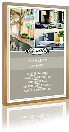 Close Up Cadre pour Poster 61 x 91,5 cm décor Bois Hêtre Clair Cadre en MDF Premium Vitre Acrylique Cadre Photo géant