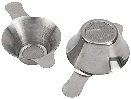 AUEAR, 2 Pack Different Size Stainless Steel Mini Strainer Fine Mesh Tea Funnel Coffee Filter with Double Handles