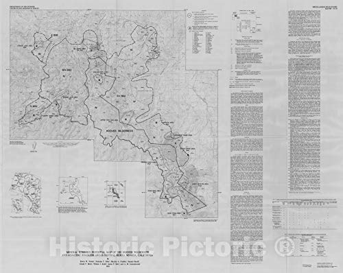 Historic Pictoric Map : Mineral Resource Potential of The Hoover Wilderness and Adjacent Roadless Areas, Central Sierra Nevada, California, 1983 Cartography Wall Art : 30in x 24in