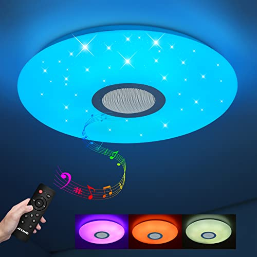 Led taklampa med fjärrkontroll och app dimbar 24W/36W Bluetooth taklampa stjärnhimmel, färgbyte RGB varmvit/kallvit IP44 vattentät