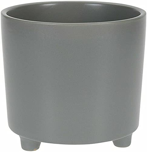 Muddy Hands Small Ceramic Plant Pot with Legs Indoor Home House Decorative Flower Succulent Cactus Herb Round Planter Cover Holder (Grey - ø 14.5cm)