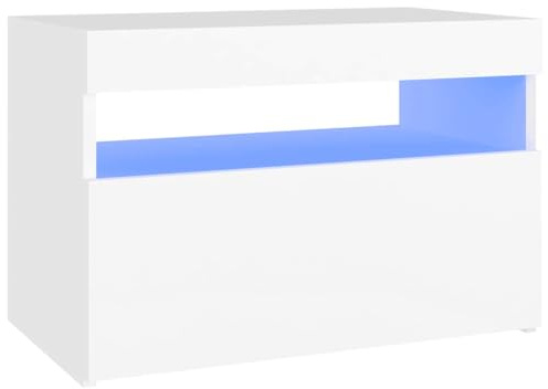 vidaXL TV Cabinet with LED Lights Hifi Stand Entertainment Centre Modern TV Unit Desk Lowboard Bedroom Living Room Furniture White