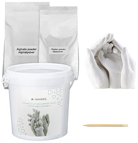 Navaris 3D Abformset Gips Familie Hände - XL Set Gipsabdruck Abdruck Fuß Hand - Handabdruck Fußabdruck - pH-neutral hautverträglich