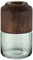 GILDE Deko Vase Glasvase - aus Glas und Holz - Deko Herbst Wohnzimmer Geschenk für Frauen - Farben: braun grün - Höhe 28 cm