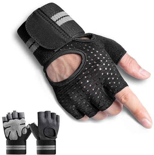 yenlk Guantes de gimnasio para hombres y mujeres, guantes de fitness para levantamiento de pesas, guantes transpirables para mujer, guantes de entrenamiento antideslizantes de silicona acolchada para