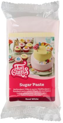 FunCakes Pasta di Zucchero Rosé White, Rosa Bianco: Facile da Usare, Consistenza Liscia, Flessibile, Perfetto per la Decorazione di Torte, Halal, Kosher e senza Glutine. 250 g