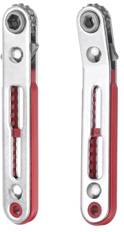sourcing map 2pcs Mini Ratchet Screwdriver 1/4 Hex 90 Degree Right Angle Ratcheting Offset Screw Driver Wrench Set, Elbow Head and Flat Head
