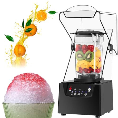 LZDOYY Licuadora Comercial súper silenciosa, Cuchillas 4D autolimpiables para triturar Hielo, Batidos y purés, licuadora de encimera Profesional