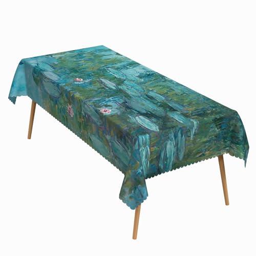 ggaimwf 52x70 Inch Monet Water Lilies Tablecloth Washable Rectangle Cover