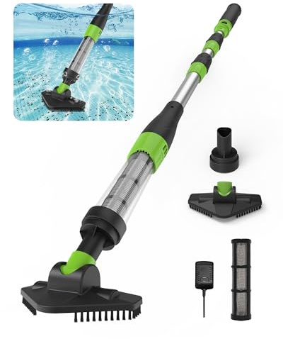 Poolergetic Cordless Pool Vacuum, Rechargeable Handheld Pool Cleaner, Running Time 90 Mins Suitable for Spas, Hot Tubs and Small Pools Cleaning for Sand and Debris, Black