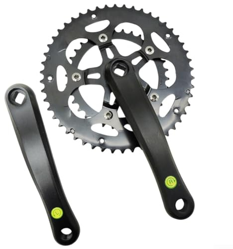 2 Chainring Road Bike Crankset 50/34T 170mm AL6061 Aluminium Square Taper for 8/9 Speed Bicycles Black