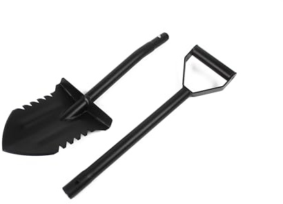 EMPOTEC Pala da Scavo PA-3 in Acciaio Temperato Nero 2 Pezzi Facile Trasporto Robusta Ottima Qualità Vanga con Lama Taglio Terreno Duro per Metal Detector Giardinaggio Campeggio (93cm Montata)