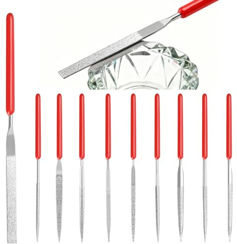 10 Juego de Limas metal, Mini Lima Metal, Mini limas de Aguja de Diamante para metals, madera, joyería y modelismo metálico (2 x 100 mm)