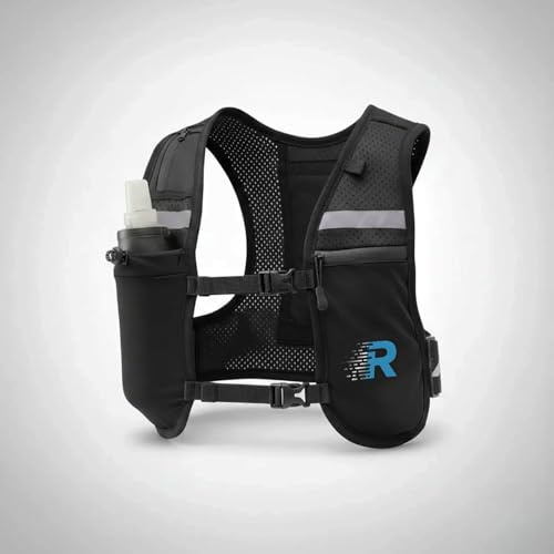 Run With Freedom Challenger Running Vest + 500ml Soft Flask – Ultra-Light Secure Hydration Pack with Large Phone Pocket – Adjustable, Reflective & Breathable – Unisex Black
