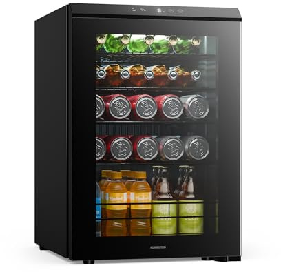 KLARSTEIN Nevera para bebidas, Bevora 62 L – Nevera para bebidas con puerta de cristal, control táctil, iluminación LED, temperatura ajustable de 1 a 12 °C, 2 estantes