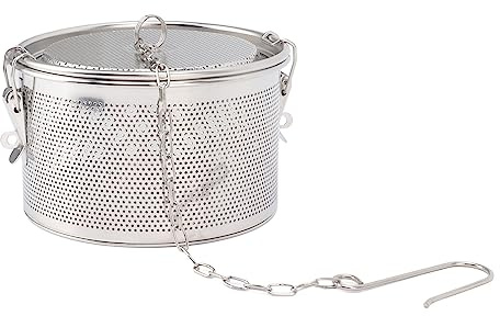 YDuupxe Teinfusionskorg i Rostfritt Stål 304 Kryddsil 3 Tums Låsfilter med Hängande Kedja för Soppa Te Matlagning i Hemmet och Restaurangköket (Diameter 16 cm)