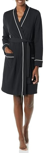 Amazon Essentials Women's Lightweight Waffle Mid-Length Dressing Gown (Available in Plus Size), Black, XL