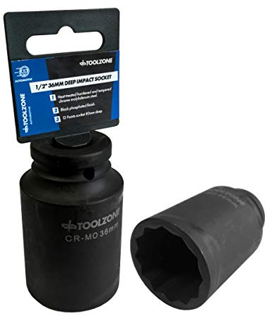 36mm Deep Impact Socket 1/2 Drive Hub Nut Flywheel Socket Bi Hex 12-Point