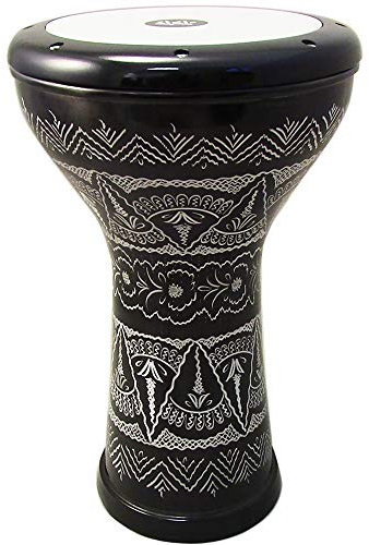 The 17'' Wave Zaza Percussion Egyptian Style Darbuka Doumbek (Black - Engraved)