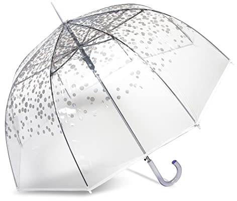 ShedRain Clear Bubble Umbrella – See Through, Rain & Windproof Umbrella - Perfect for Weddings, Prom, Graduation - Automatic Open, Silver Dots Design