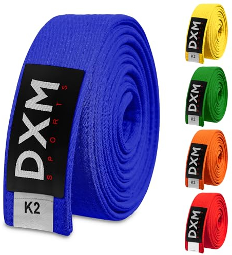 DXM SPORTS BJJ Jiu Jitsu Belt - Taekwondo Karate Belt - Martial Arts Uniform Ranking Judo Belt Double Stitched for Kids Adult (Blue, 280cm)