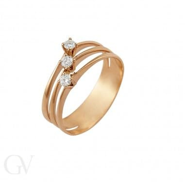 GV GIOIELLI DI VALENZA Anello in oro rosa 18k trilogy a 3 fasce con diamanti (17)