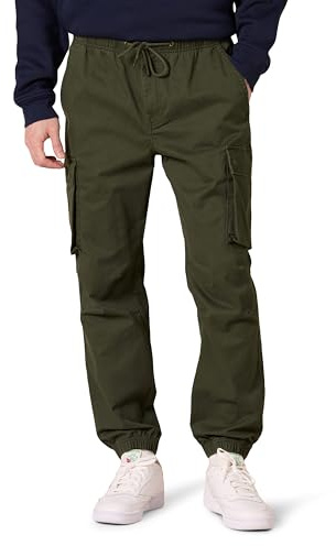Amazon Essentials Pantalón de chándal Cargo de Ajuste Regular con Cintura Ajustable con cordón Hombre, Verde Oliva Oscuro, XL