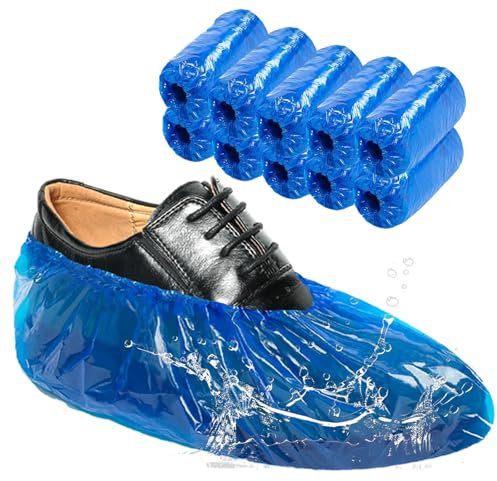 Schuhüberzieher Einweg (6g x100 Stück),Schuhüberzieher Wasserdicht Mehrweg,Überzieher Schuhe mit Rutschfesten Wasserdicht,Verdickter PE Schuh Überzieher für Baustellen,Medizin,Hausgebrauch und Outdoor