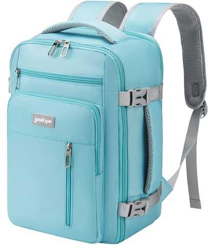 YOKGO Mochila Viaje Cabina Avion 40x20x25 20L para Ryanair, Mochila Viaje Ordenador Portatil 15.6 Pulgadas Maletas de Viaje Cabina Mochila Hombre Mujer de Vacaciones Negocios Escuela Cian