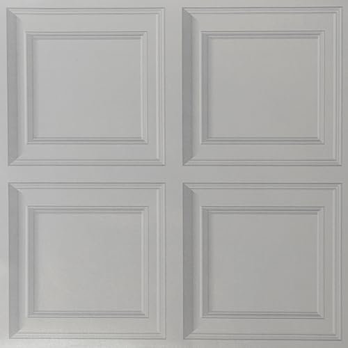 Beswitory 3D Effect Wood Panel Wallpaper - Retro Embossed Tartan Wallpaper Neutral Art Decor for Living Room Feature Wall Bedroom Ceilings Grey