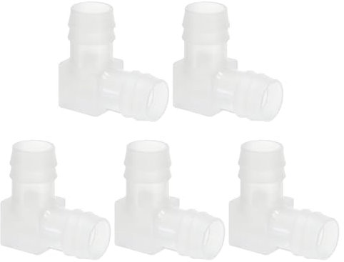 PATIKIL Embouts coudés à 90 degrés en Plastique de 5/8, 5 Pack Raccords en L-Barb Connecteur de jonction égal à Deux Voies pour Tuyau d'pour Aquarium Carburant gaz Liquide air