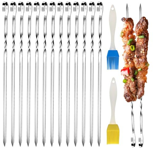 30 pièces pique brochette inox,réutilisables pique a brochette inox,Brochettes De Légumes,S'applique Camping Team Building Barbecue Outils Essentiels.