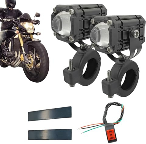 Genérico Luces de conducción de motocicleta LED, focos de motocicleta | 2 luces antiniebla de modo faro auxiliares,Ciclismo impermeable Spotlight de amarillo para scooter, camiones, motos