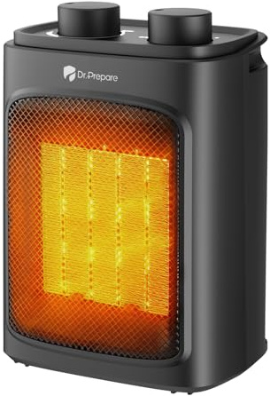 DR.PREPARE Heizlüfter Klein, 1500W Heizung Elektrisch mit Thermostat, 3 Heizmodi, PTC Schnellheizung, Portable Elektroheizung Leiser Sicherheitsschutz für Büro, Schlafzimmer, Garage, Zuhause