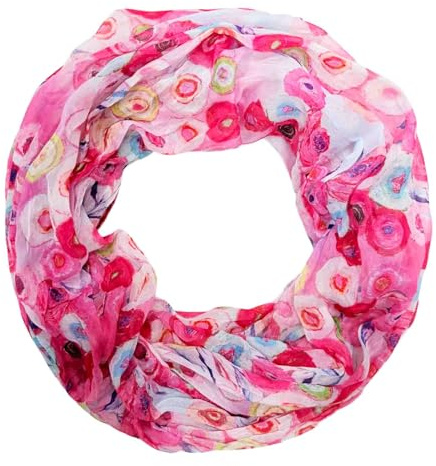 Jeamis Kreis Loop Seide Farbverlauf Frühling Rundschal Rainbow Unisex Sommer Leicht Schal Stola Dots (Pink)