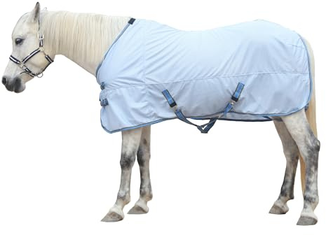 Gallopoff Couverture Anti-Mouches en Maille pour Chevaux, Bleu Clair 130cm