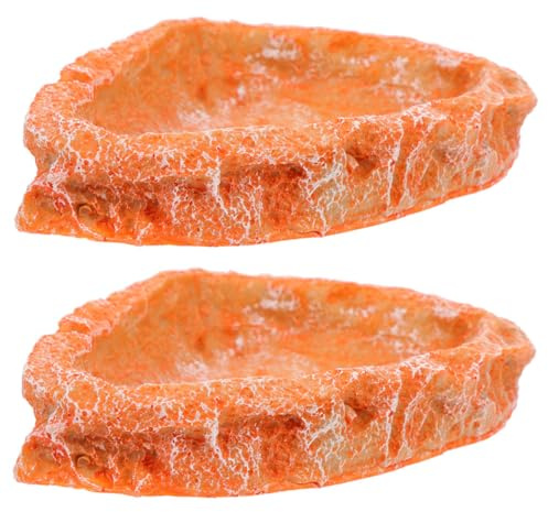 MINAOLULUS 2 Cuencos para Reptiles de Resina, Cuenco de Alimentación para Tortugas y Serpientes, Plato de Agua y Comida para Terrarios, Color Rojo, Fácil de Limpiar, Uso en Terrarios