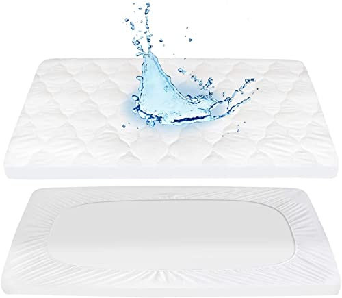 Dudu N Girlie Quilted Travel Cot Mattress Protector Waterproof 65x95 | Breathable, non-noisy, antibacterial fitted mattress cover for babies, offering full protection and comfort.