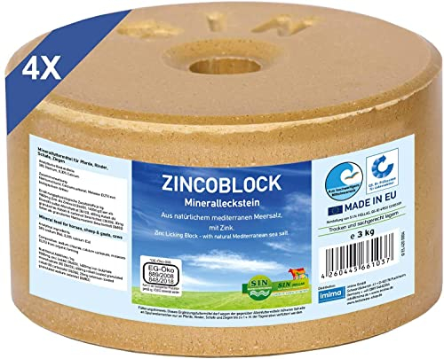 imima ZINCOBLOCK Set 4x3 kg - Mineralleckstein Pferd mit Zink, Eisen, Kobalt und Selen - Pferde Lecksteine mit Mittelmeer Salz - Ergänzungfutter Mineralfutter Lecksteine Salzlecksteine